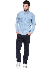 Wrangler - KOSZULA JEANSOWA MĘSKA WRANGLER SHACKET LIGHT INDIGO W5A031D4E. Materiał: jeans #10