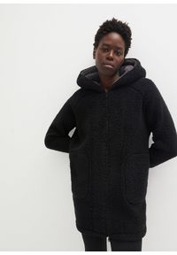bonprix - Bluza rozpinana z polaru baranka. Kolor: czarny. Materiał: polar. Długość: długie #3