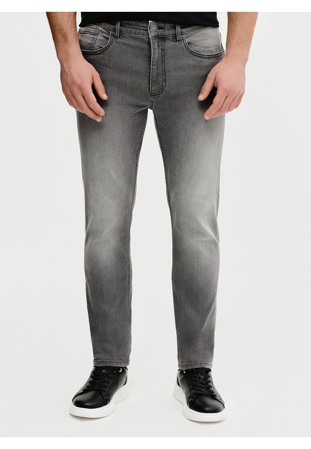 Pako Lorente - PAKO LORENTE - Szare jeansowe spodnie męskie. Kolor: szary, niebieski. Materiał: jeans