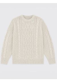 Big-Star - Sweter damski z grubym ozdobnym splotem kremowy Cristi 100. Kolor: biały. Materiał: tkanina, jeans, wełna. Wzór: ze splotem. Sezon: jesień. Styl: vintage, klasyczny #1