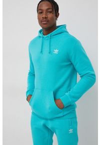 adidas Originals Bluza męska kolor turkusowy z kapturem gładka. Okazja: na co dzień. Typ kołnierza: kaptur. Kolor: turkusowy. Materiał: bawełna, poliester. Wzór: gładki. Styl: casual #3