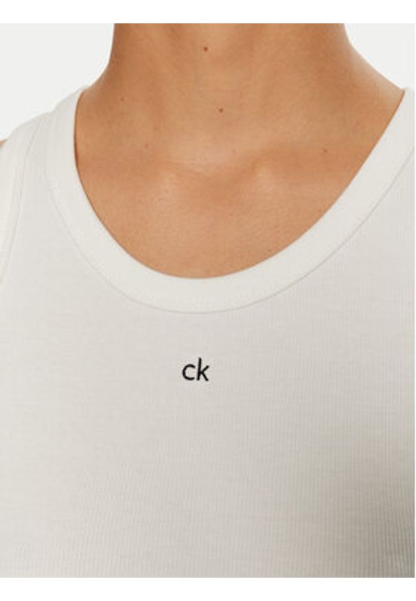 Calvin Klein Top Graphic K20K208065 Biały Slim Fit. Kolor: biały. Materiał: bawełna