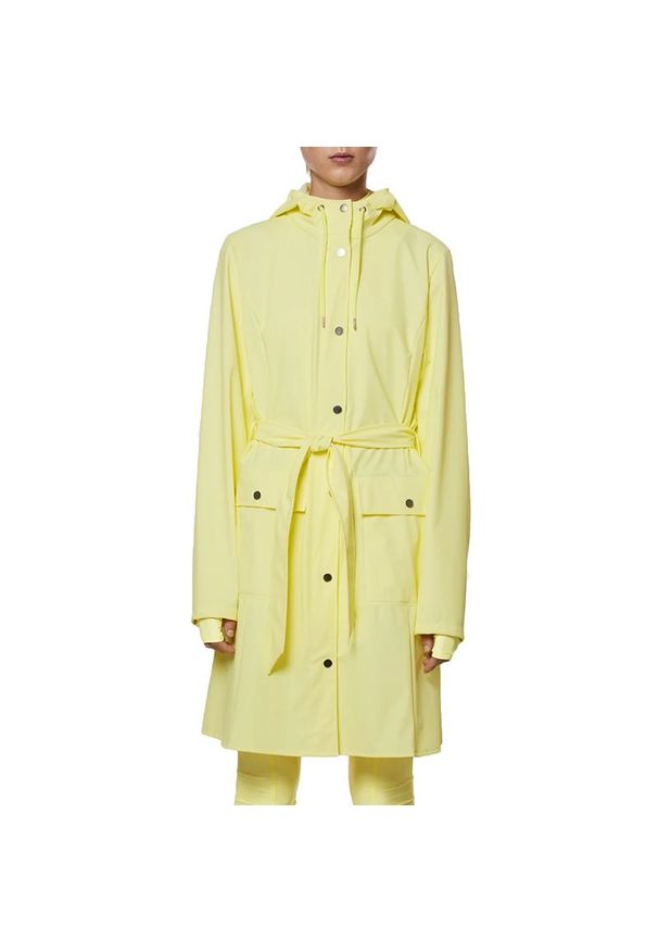 Kurtka Rains Curve 18130-39 - żółta. Okazja: na co dzień. Kolor: żółty. Materiał: poliester, materiał. Długość: długie. Styl: casual. Sport: kolarstwo