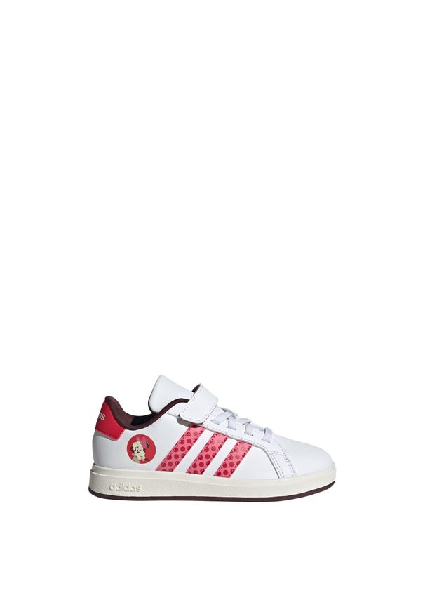 Adidas - Buty Disney Minnie Mouse Grand Court 2.0 Kids. Kolor: biały, czerwony, wielokolorowy, różowy. Materiał: materiał. Wzór: motyw z bajki