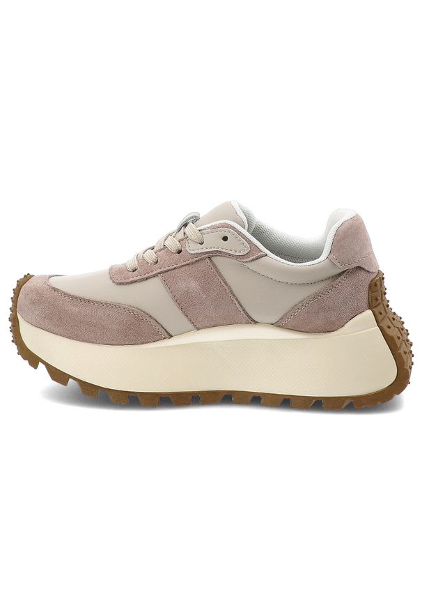 Beżowe Sneakersy Filippo Modne Skórzane Obuwie Damskie. Okazja: na spacer, na co dzień. Zapięcie: sznurówki. Kolor: beżowy. Materiał: skóra. Styl: wizytowy, casual, klasyczny