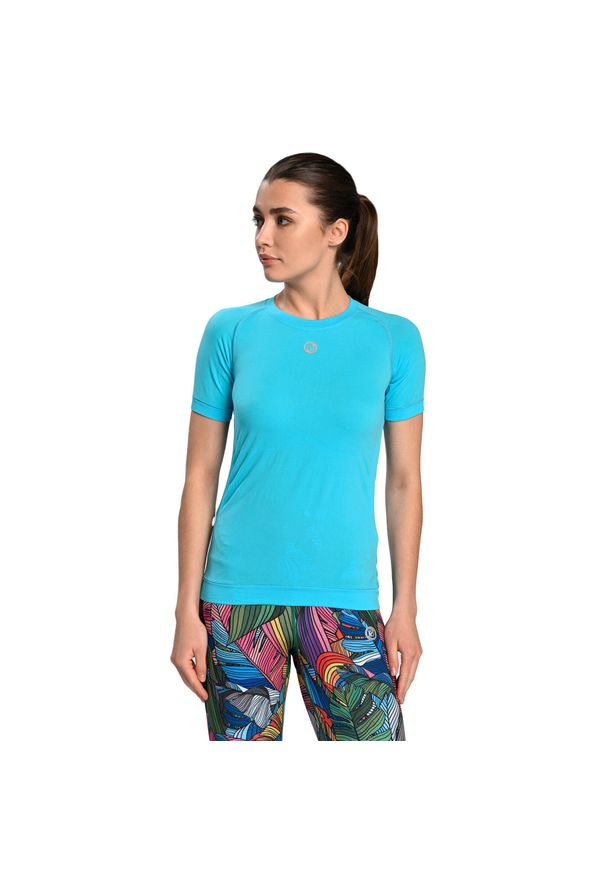 NESSI SPORTSWEAR - Koszulka z krótkim rękawem do biegania Damska Nessi Sportswear Ultra Oddychająca. Kolor: niebieski, wielokolorowy, turkusowy. Długość rękawa: krótki rękaw. Długość: krótkie