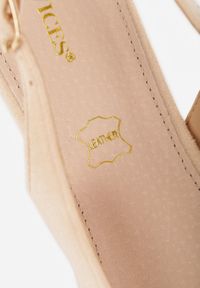 Renee - Beżowe Czółenka Slingback Vices z Cyrkoniami i Wkładką ze Skóry Eklina. Okazja: na co dzień. Kolor: beżowy. Materiał: skóra. Obcas: na obcasie. Styl: casual, elegancki, klasyczny, wizytowy. Wysokość obcasa: średni #6