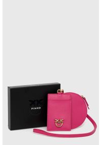 Pinko etui na karty skórzane kolor fioletowy. Kolor: fioletowy. Materiał: skóra #3
