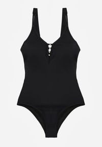 Born2be - Czarny Strój Kąpielowy Ozdobiony Koralikami Rhelea. Kolor: czarny. Wzór: aplikacja #4