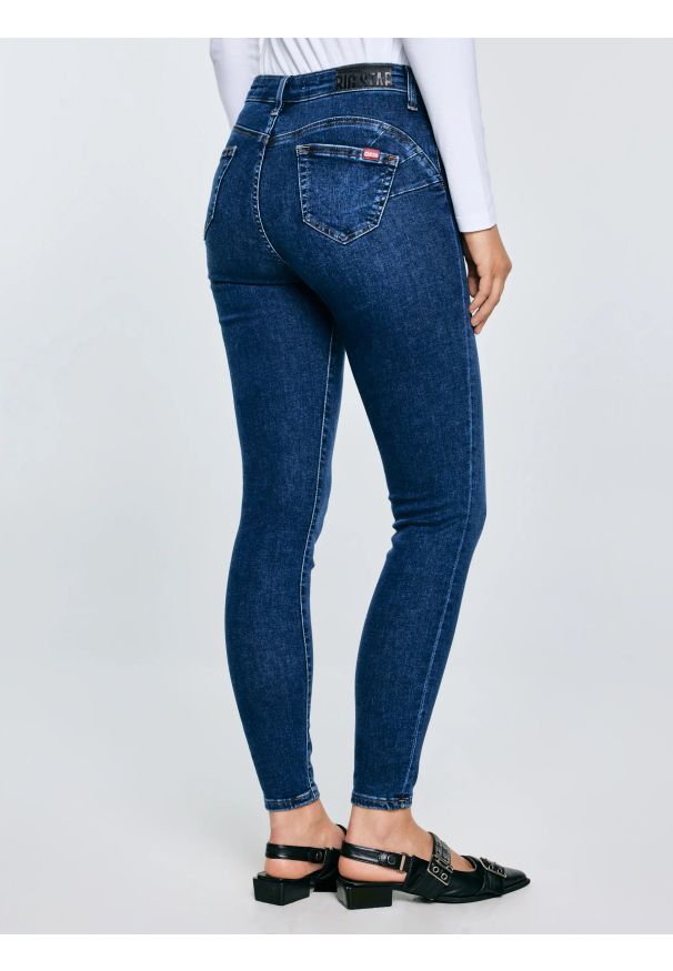 Big-Star - Jeansy damskie push up z wysokim stanem granatowe Melinda High Waist 517. Stan: podwyższony. Kolor: niebieski
