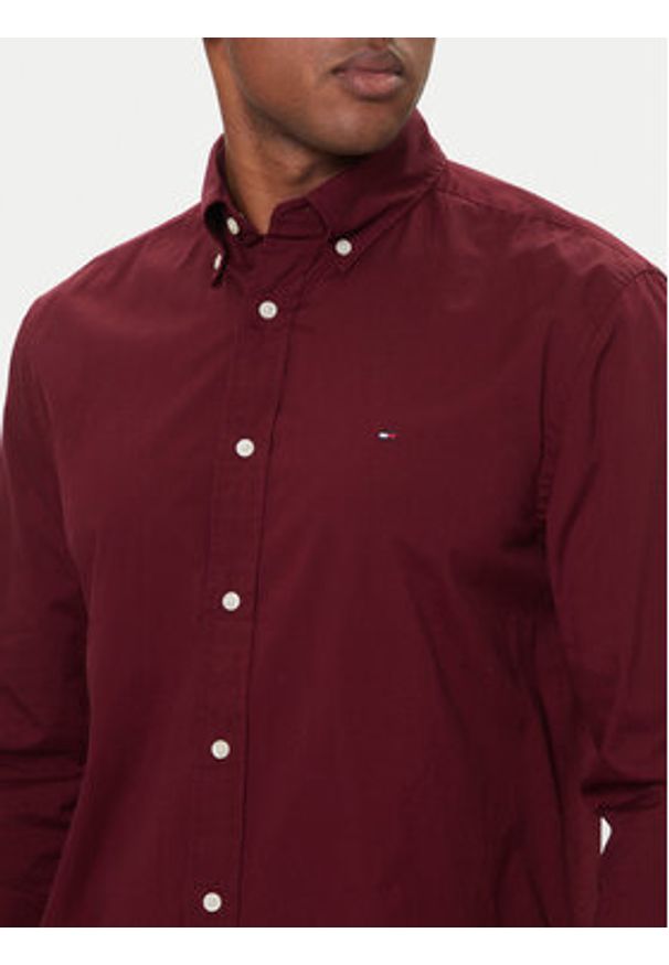 TOMMY HILFIGER - Tommy Hilfiger Koszula MW0MW37550 Bordowy Regular Fit. Kolor: czerwony. Materiał: bawełna