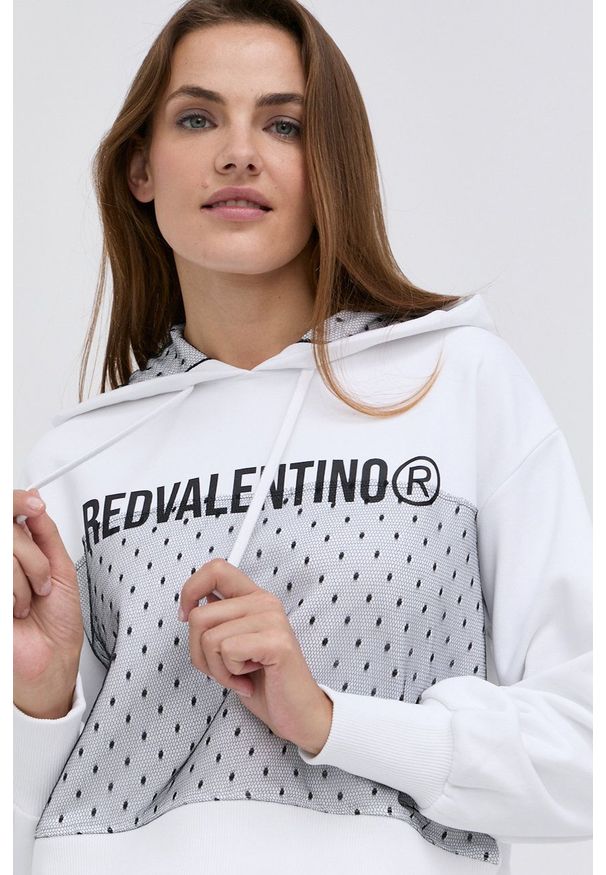 Red Valentino - Bluza. Okazja: na co dzień. Kolor: biały. Materiał: koronka. Długość rękawa: długi rękaw. Długość: długie. Wzór: nadruk. Styl: casual