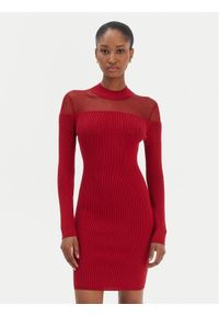 Guess Sukienka dzianinowa W6RK98 Z2YJ2 Czerwony Slim Fit. Kolor: czerwony. Materiał: wiskoza #1