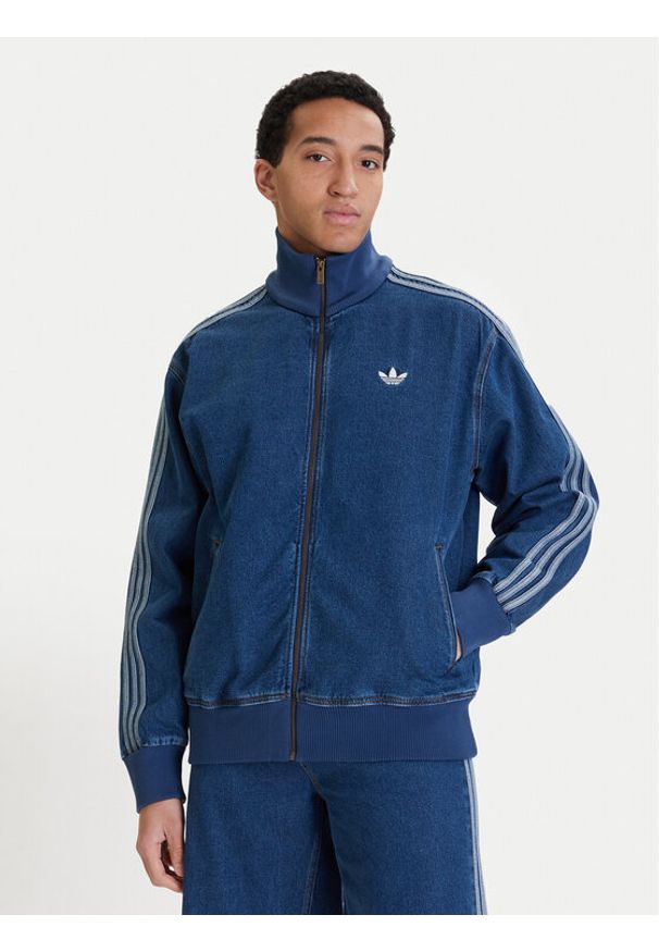 Adidas - adidas Bluza adicolor Denim Firebird KD1517 Niebieski Loose Fit. Kolor: niebieski. Materiał: bawełna, jeans