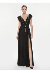 Elisabetta Franchi Sukienka wieczorowa AB-563-41E2-5754 Czarny Regular Fit. Kolor: czarny. Materiał: wiskoza. Styl: wizytowy