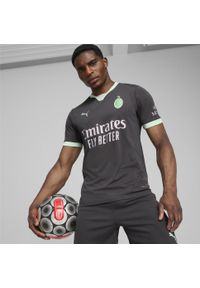 T-Shirt Puma AC Milan Replika Trzeciej Koszulki Dla Dorosłych. Kolor: szary, zielony, wielokolorowy. Sport: piłka nożna
