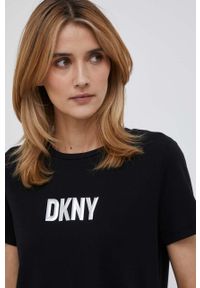 DKNY - Dkny t-shirt damski kolor czarny. Kolor: czarny. Materiał: dzianina. Styl: klasyczny #5