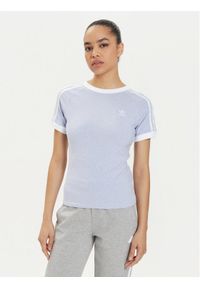 Adidas - adidas T-Shirt 3-Stripes IR8108 Fioletowy Slim Fit. Kolor: fioletowy. Materiał: bawełna