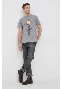Deus Ex Machina T-shirt bawełniany kolor szary melanżowy. Okazja: na co dzień. Kolor: szary. Materiał: bawełna. Wzór: melanż. Styl: casual