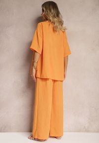Renee - Pomarańczowy 2-Częściowy Komplet Koszula z Krótkim Rękawem Spodnie z Gumką w Pasie Vimacia. Kolor: pomarańczowy. Materiał: materiał