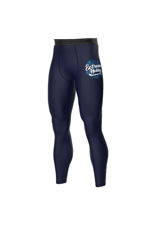 Legginsy sportowe męskie EXTREME HOBBY BADGE. Kolor: niebieski. Materiał: poliester, elastan. Sport: fitness