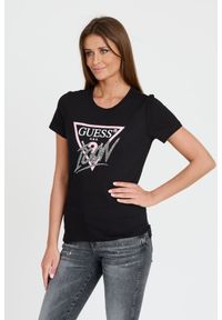 Guess - GUESS Czarny T-shirt Icon Tee. Kolor: czarny #4