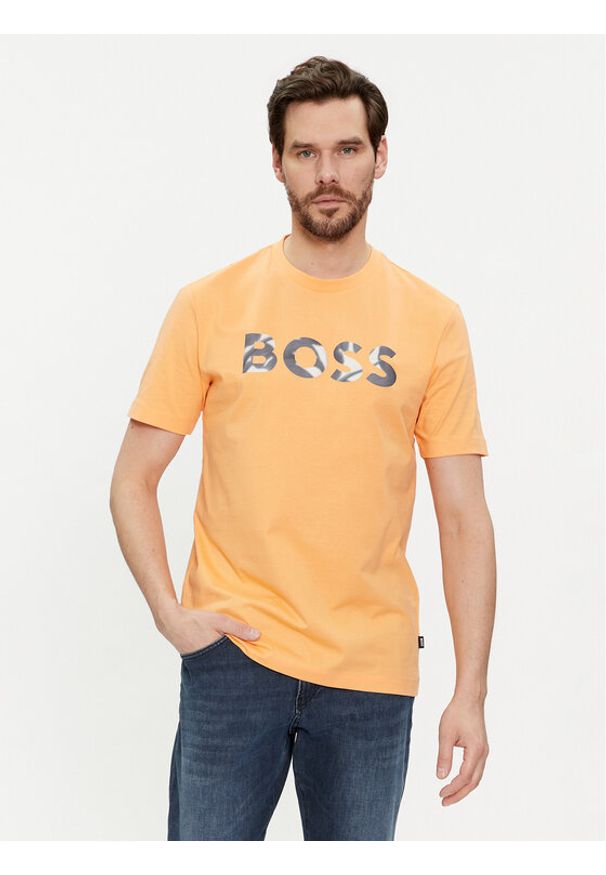 BOSS - Boss T-Shirt Thompson 15 50513382 Pomarańczowy Regular Fit. Kolor: pomarańczowy. Materiał: bawełna
