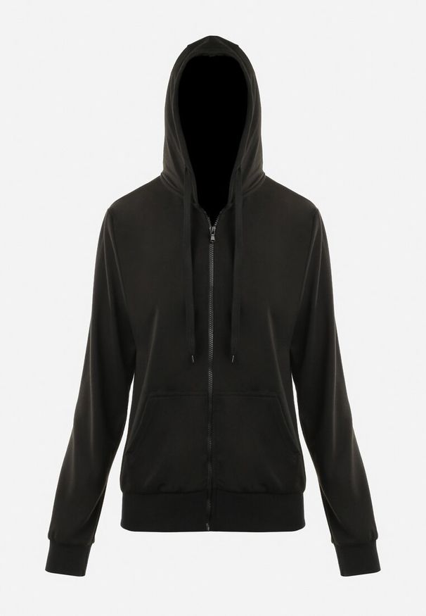 Born2be - Czarna Bluza z Kapturem Zapinana na Suwak Argis. Okazja: na co dzień. Typ kołnierza: kaptur. Kolor: czarny. Materiał: dzianina. Długość rękawa: długi rękaw. Długość: długie. Wzór: gładki. Styl: casual, klasyczny, sportowy