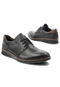 Czarne Półbuty Rieker Eleganckie Obuwie Męskie. Okazja: na co dzień. Kolor: czarny. Materiał: skóra. Styl: elegancki #4