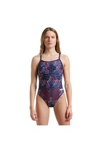 Damski kostium kąpielowy 1-częściowy Arena Kikko Pro Challen. Kolor: niebieski, czerwony, wielokolorowy #1