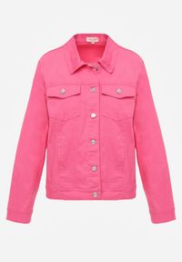 Renee - Fuksjowa Jeansowa Kurtka z Bawełny Perilopei. Okazja: na co dzień. Kolekcja: plus size. Kolor: różowy. Materiał: bawełna, jeans. Styl: casual #6