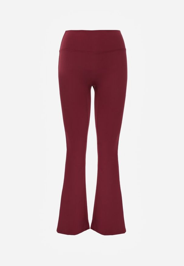Renee - Bordowe Legginsy Dzwony High Waist Orruvana. Okazja: na spacer. Stan: podwyższony. Kolor: czerwony. Długość: krótkie. Styl: sportowy