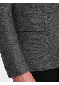 Ombre Clothing - Marynarka męska z łatami na łokciach - czarna V5 OM-BLZB-0108 - XXL. Kolor: czarny. Materiał: bawełna, poliester. Wzór: nadruk #7