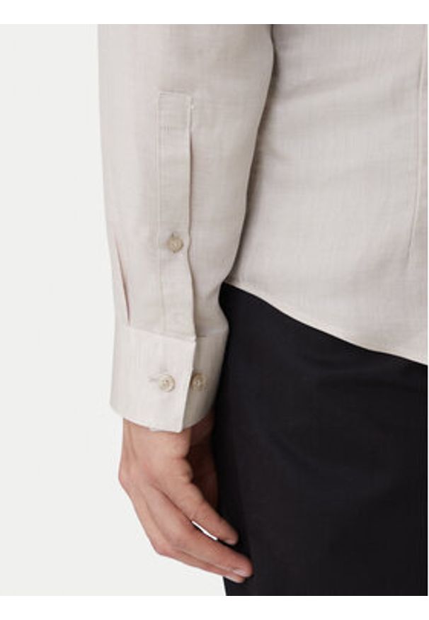 Calvin Klein Koszula LV019EU121 Beżowy Regular Fit. Kolor: beżowy. Materiał: len