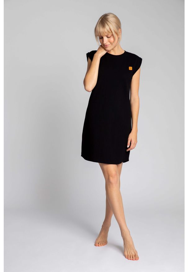 MOE - Sukienka z Bawełny Prążkowanej bez Rękawów - Czarna. Kolor: czarny. Materiał: bawełna, prążkowany. Długość rękawa: bez rękawów
