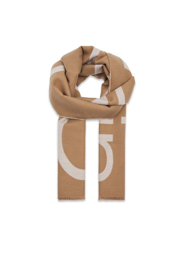 Calvin Klein Szal Fringes 2-Tones Wool Blend Scarf K60K612028 Brązowy. Kolor: brązowy. Materiał: materiał