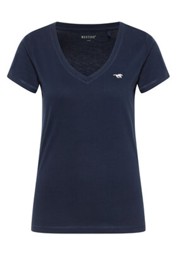 Mustang T-Shirt Beverly 1016517 Granatowy Slim Fit. Kolor: niebieski. Materiał: bawełna