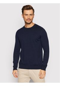 Selected Homme Sweter Berg 16074682 Granatowy Regular Fit. Kolor: niebieski. Materiał: bawełna #1