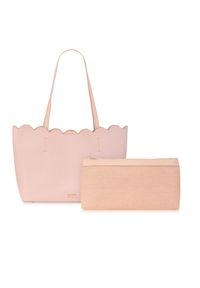 Ochnik - Torebka shopper z kosmetyczką. Kolor: różowy. Materiał: skórzane. Rodzaj torebki: na ramię #6