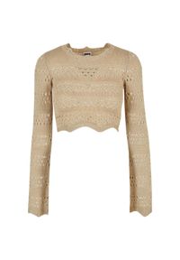 Damski szydełkowy sweter crop Urban Classics. Kolor: beżowy. Materiał: polar. Sezon: zima #1