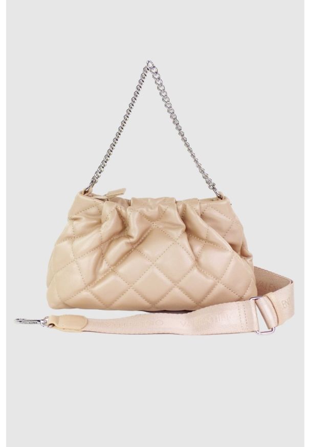 Valentino by Mario Valentino - VALENTINO Marszczona pikowana beżowa torebka ocarina recycle pochette. Kolor: beżowy. Materiał: pikowane