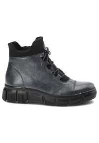 Granatowe Botki Armodo Modne Obuwie Damskie. Kolor: niebieski. Materiał: materiał. Styl: sportowy #6