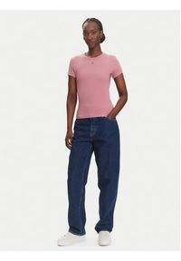 Tommy Jeans T-Shirt Essential DW0DW17383 Różowy Slim Fit. Kolor: różowy. Materiał: bawełna #3