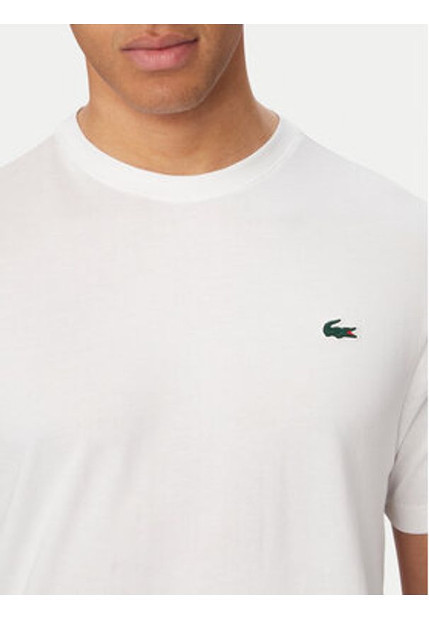 Lacoste T-Shirt TH0003 Biały Regular Fit. Kolor: biały. Materiał: bawełna