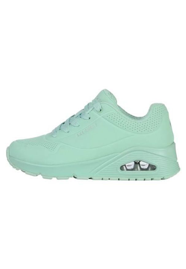 skechers - Buty do chodzenia damskie Skechers Uno Stand On Air. Kolor: zielony, niebieski. Materiał: materiał, syntetyk. Szerokość cholewki: normalna. Sport: turystyka piesza