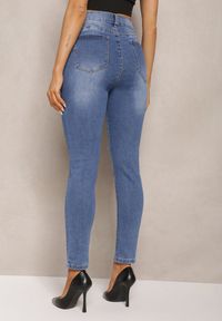 Renee - Granatowe Dopasowane Jeansy Skinny z Efektem Push Up i Przedarciami Avotia. Kolor: niebieski #4