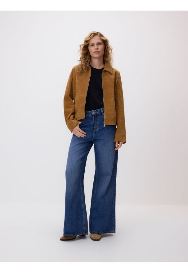 Reserved - Jeansy wide leg - niebieski. Kolor: niebieski