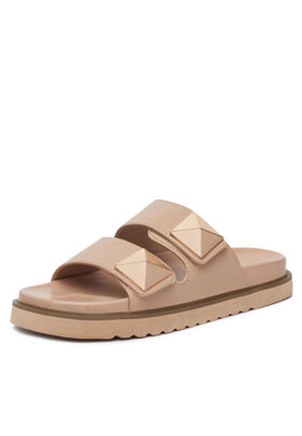 DeeZee Klapki 86009-6 Beżowy. Kolor: beżowy. Materiał: skóra