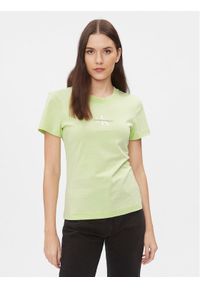 Calvin Klein Jeans T-Shirt Monologo J20J222564 Zielony Slim Fit. Kolor: zielony. Materiał: bawełna #1