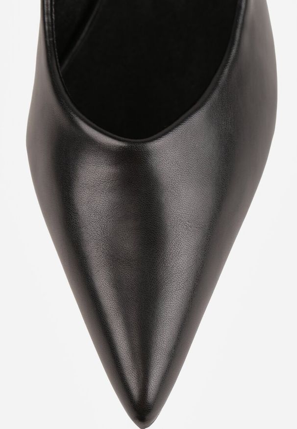 Renee - Czarne Czółenka Vices na Obcasie Typu Kaczuszka ze Skórzaną Wkładką Amerisse. Okazja: na co dzień. Kolor: czarny. Materiał: skóra. Obcas: na obcasie. Styl: klasyczny, casual. Wysokość obcasa: średni